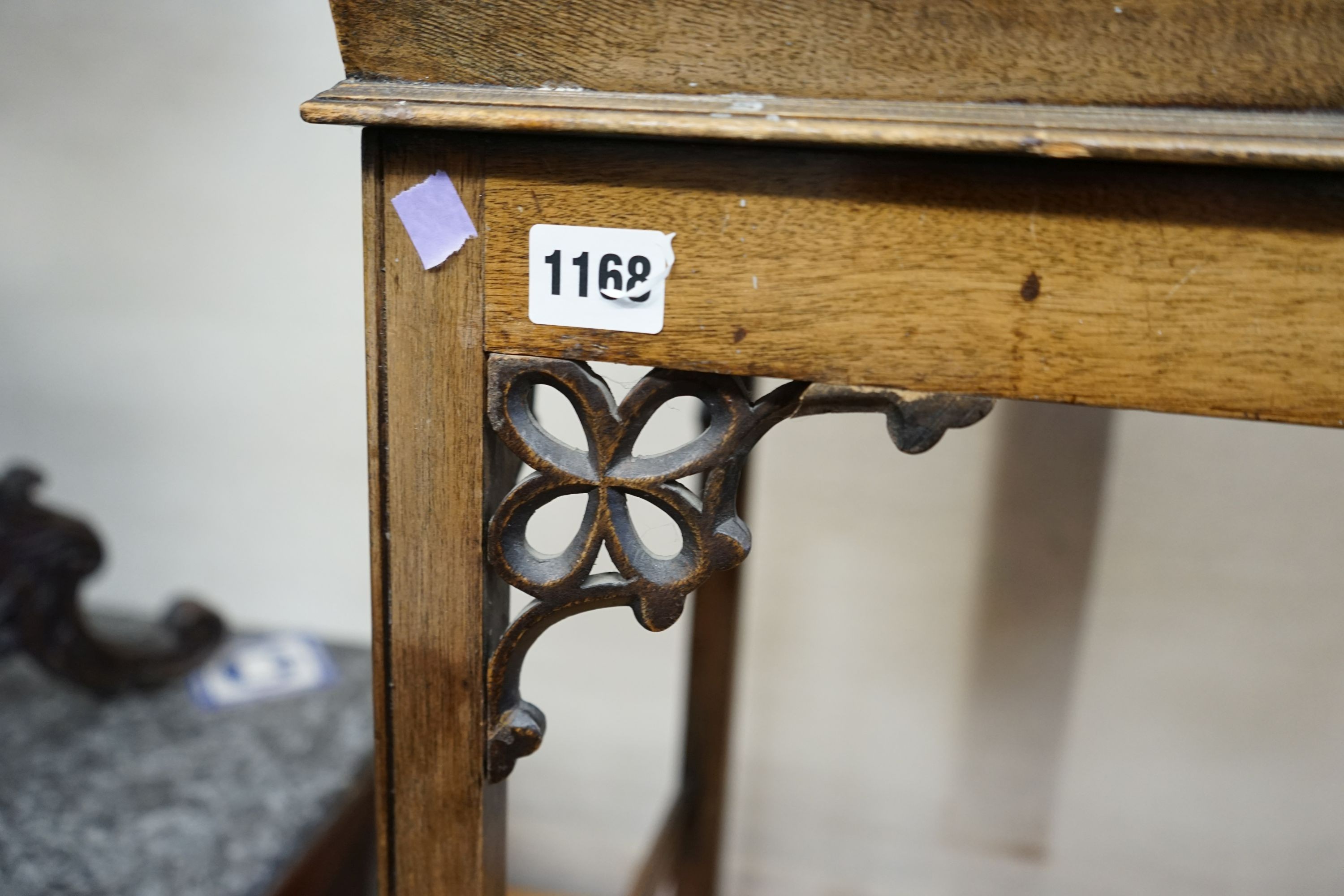 A George III style mahogany tray top occasional table, width 56cm, depth 45cm, height 61cm